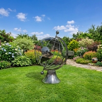 Sculpture de globe terrestre en acier inoxydable de haute qualité, de grande taille, polie miroir, pour la décoration de jardin extérieur