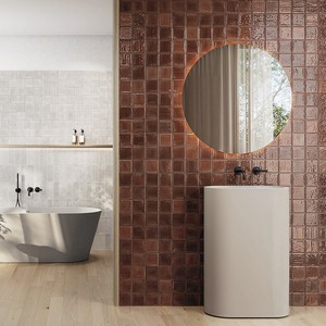 Set di 4 Piastrelle in Terracotta di Catania, Finitura Rustica Marrone Smaltata per Pareti e Pavimenti - Product Image 6