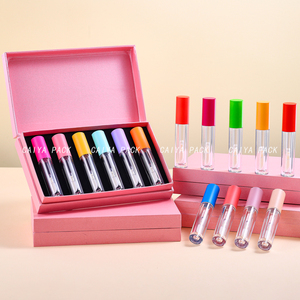 CAIYA Matte Top Big Brush Lip Gloss Tubes Set 4ml Cosmétique <span class=keywords><strong>6pcs</strong></span> Cadeau Boîte Emballage Rouge À Lèvres <span class=keywords><strong>Tube</strong></span> En Plastique Vide Lipgloss Bouteille - Product Image 1