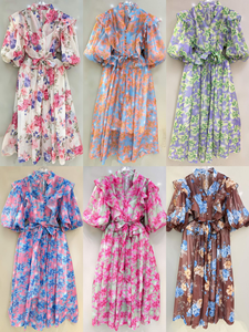 Abito Lungo Estivo di Alta Qualità per Donna, Modesto ed Elegante, con Maniche a Campana, Scollo a V, Dettagli Traforati, Casual, da Festa, con Cintura, ODM OEM - Product Image 3