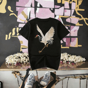 เสื้อยืดปักลายผู้ชาย ผ้าฝ้าย 100% แขนสั้น ทรงปกติ ลายรูปนก สไตล์ลำลอง สตรีทแวร์ - Product Image 3