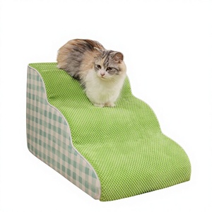 Escalera para Mascotas, Cama Inclinada para Perros y Gatos, Escalera Antideslizante, Desmontable, Lavable, Alfombra Resistente al Desgaste, Escalones Verdes para Gatos - Product Image 1