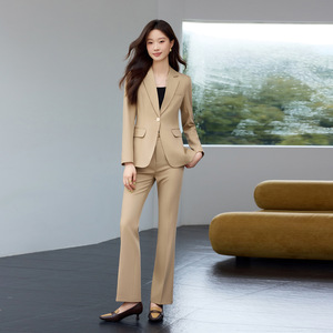 Women's Pink <b>Blazer</b> Suit <b>Set</b> Full Sleeve Polyester Formal Anti-Wrinkle Spring Wear - Product Image 3