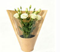 Manchon en papier kraft pour fleurs avec fenêtre transparente, sac d'emballage floral conique pour plantes en pot et bouquets