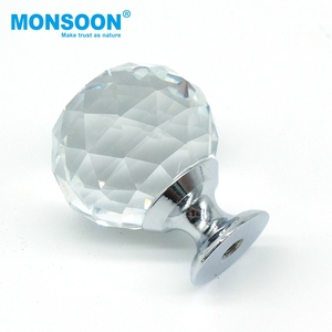 Herrajes para muebles: tiradores de cajones para sala de estar, pomos de cristal para puertas de dormitorio, pomos redondos de aluminio con base de diamante para cocina y armario. - Product Image 1