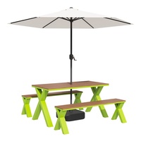 Ensemble table et chaises de jardin carrées en fer avec parasol, démontable, pour café et salon de thé - Design moderne et minimaliste