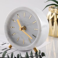Réveil de bureau traditionnel en marbre, mouvement à quartz, décoration créative pour bureau et bibliothèque - Idéal pour anniversaires