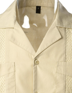 Camisa cubana para hombre de la fábrica Yiwu, camisa <span class=keywords><strong>guayabera</strong></span> blanca bordada <span class=keywords><strong>mexicana</strong></span>, camisa de manga corta para hombre - Product Image 6