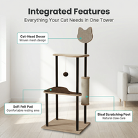 Arbre à chat moderne et haut pour petits chats et chatons, avec hamac en carton, perchoir, niche et griffoir durable Qingdao Ali