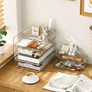 Plastic Desktop <b>File</b> Rack 32x24x35cm 6 Tier Transparent <b>Storage</b> Organizer For Office Books Documents - Product Image 3
