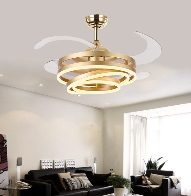 High Quality LED Ceiling Fan Lights Modern Invisible Blade Lamp Hotel Home Crystal Chandeliers with Project Installation