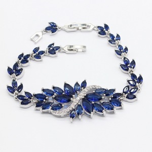 New Dark Blue Zircon Platinum Silver Plated Trendy Jewelry Sets Women <strong>Wedding</strong> Party Gift Earrings Bracelet <strong>Rings</strong> <strong>Necklace</strong> - Product Image 6