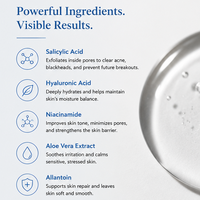 Sérum hydratant liquide pour le visage ETRUN ALISA à la niacinamide et à l'acide salicylique biologiques, contrôle du sébum
