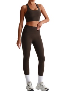 低MOQカスタマイズ女性用ジムワークアウトレギンスヨガパンツクロスバックストラップハイスポーツブラセット女性用フィットネス - Product Image 6