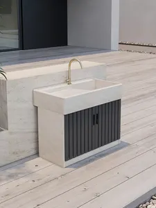 स्नान, रसोई के लिए वॉश बोर्ड के साथ आधुनिक संगमरमर बेसिन, बाहरी उपयोग के साथ ठाठ चौकोर डिजाइन