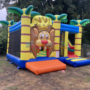 Château gonflable multi-jeux avec toboggan, thème jungle lion, pour enfants, usage commercial. - Product Image 4