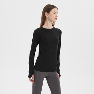 Vêtements thermiques respirants pour femmes à manches longues, <span class=keywords><strong>sous</strong></span>-vêtements en <span class=keywords><strong>laine</strong></span> mérinos 100% fine, vêtements en polaire, haut de fitness, <span class=keywords><strong>couche</strong></span> de base - Product Image 2