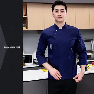 Uniforme de <span class=keywords><strong>chef</strong></span> personnalisé à manches longues pour l'automne et l'hiver, imperméable, respirant, en polyester tricoté, avec détection d'aiguille en relief, pour restaurant - Product Image 6