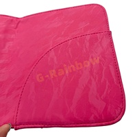 Porte-cartes de règles de Mahjong rose vif, pliable, en cuir lisse, pour Mahjong américain, avec logo personnalisé