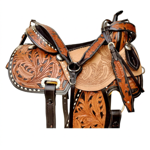 High Quality Customisable 10-18 Horse Size Genuine <b>Harness</b> <b>Leather</b> Custom Logo Saddle Western Style Barrel Trail Racing Pleasure - Product Image 1