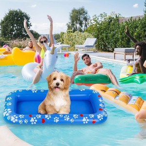 Inflatable Dog Float Blue Pet Floating Bed 140x96cm PVC Pool Float For Dogs - Product Image 2