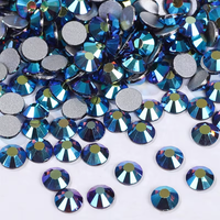 Kristal Kuku AB Non Hot Fix, Rhinestone Kaca Elektroplating Warna AB, Kristal Rhinestone Flatback Longgar untuk Kerajinan DIY