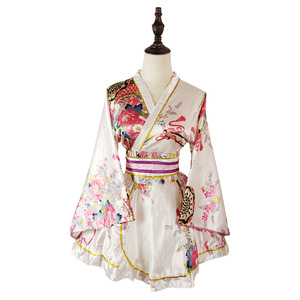 Robe <span class=keywords><strong>kimono</strong></span> courte de style <span class=keywords><strong>japonais</strong></span> pour femmes, imprimé floral <span class=keywords><strong>noir</strong></span>, costume de cosplay pour fête d'Halloween - Product Image 6