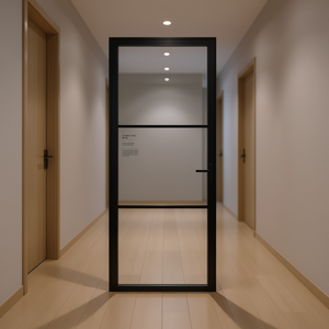 Puerta Interior de Aluminio con Vidrio ESG Negro, 29.9x79.3 Pulgadas, Diseño Minimalista, Aislamiento Acústico, Superficie Acabada - Product Image 2