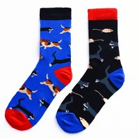 Crew coton chaussettes hommes femmes Style britannique décontracté Harajuku pastèque cactus mode nouveauté Art pour Couple chaussettes amusantes