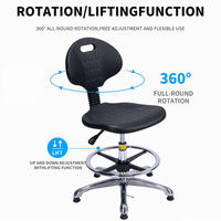 Chaise ESD de sécurité avec plusieurs options de base et système de levage pneumatique pour ateliers industriels et laboratoires