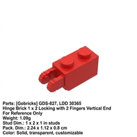 Gobricks GDS-827 Piezas de Bloques de Construcción de Plástico ABS 30365 Ladrillo Articulado 1x2 con Bloqueo de 2 Dedos y Extremo Vertical de 9 Dientes al por Mayor