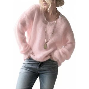 Suéter de Punto Personalizado para Mujer, Cuello en V, Manga Larga, Cómodo, Informal, para Otoño - Product Image 2