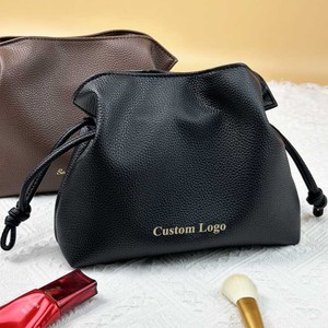 Custom Logo Large Capacity Leather Cosmetic <strong>Bag</strong> Water-Proof <strong>Drawstring</strong> Pouch Give Away <strong>Makeup</strong> Skincare Luxury <strong>Bag</strong> - Product Image 1