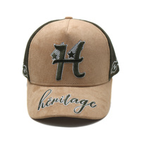 Casquette de baseball en daim à 5 panneaux avec visière incurvée, broderie 3D personnalisée, faible MOQ, haute qualité, prix bas
