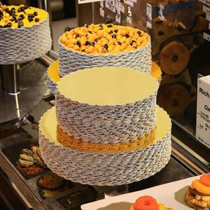 Plateau à gâteau rond en carton ondulé rigide jetable, prix d'usine, 4, 6, 8, 10, 12 pouces, doré - Product Image 5