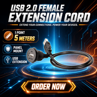 Connecteur de port femelle USB 2.0 Lshitech adapté aux appareils électroniques quotidiens, câble d'extension femelle vers mâle M22.5mm, 1.5-5M