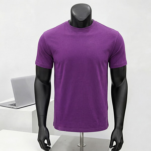 T-shirt en coton pour homme, manches courtes, col rond, uni, décontracté, sport, logo personnalisé - Product Image 1