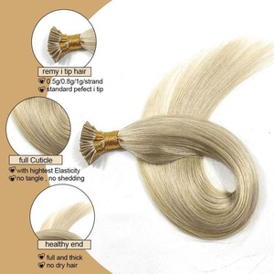 Extensiones de Cabello Brasileño Remy P22-Gris, Grado 9A-12A, con Queratina Pre-Adherida, Punta I, 0.5g 0.8g 1g, Puntas Adhesivas, Ondas Profundas Sueltas, Venta al Por Mayor - Product Image 2