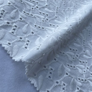 2024 di alta qualità in cotone 100% morbido e confortevole tessuto ricamato bianco tessuto occhiello ricamo <span class=keywords><strong>per</strong></span> il vestito - Product Image 6