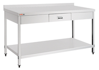 Haute Duty Fournisseur Professionnel En Gros Commercial En Acier Inoxydable 201 Cuisine Double Couches Table De Travail Avec Étagère Supérieure