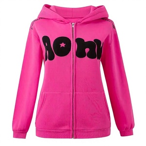 High Quality Custom 380gsm Slim Fit Heavyweight Winter Women Hooded 100% Cotton Printed 3D Embroidery Badge Zipper High Street - Product Image 1