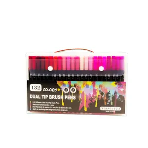 144 Different Colors Professional BrushTip Art Markers Dual Side Water Based Ink Rotuladores Doble Punta Set