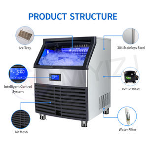 80 किलो/24 घंटे स्वचालित स्टेनलेस स्टील बर्फ क्यूब निर्माता बर्फ बनाने वाली मशीन व्यावसायिक बर्फ मशीन व्यवसाय के लिए - Product Image 2