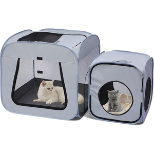 Dilipat lembut Pop kandang anjing pintu ganda persegi panjang kandang anjing pembawa modis perjalanan luar ruangan kursi mobil kucing pembawa tenda kandang anjing - Product Image 2