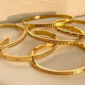Brazalete de Zircón con Estrella Chapado en Oro de 18K para Mujer, Joyería de Verano 2026 Estilo INS, Pulseras Abiertas Apilables de Acero Inoxidable a Prueba de Agua con Circonita Cúbica - Product Image 4