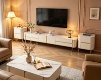 Moderno Soporte de TV Multiusos de Madera Maciza Resistente con Almacenamiento para Muebles de Sala de Estar, Diseño de Montaje en Suelo para Televisores de 65 Pulgadas o Más