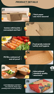 SUMKOKA 800-2000ml Ecologische Biologisch afbreekbare Wegwerp Lekvrije Kraft Papier Vliegtuigvormige Opvouwbare Afhaallocaties voor Eten Afhalen - Product Image 4