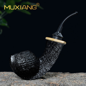 MUXIANG Handmade Solid Wood Bent Tobacco Pipe Fragrant Photinia Wood Smoking Equipment For Men - Product Image 3