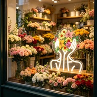 Vase à fleurs décoratif avec enseigne néon LED, décoration murale néon pour fleuriste et maison bohème