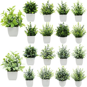 Plantes artificielles en pot Guanyi 20 cm, décorations d'intérieur en eucalyptus, fausses fleurs, ensemble combiné de bonsaïs artificiels - Product Image 1